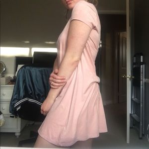 Baby pink suede dress